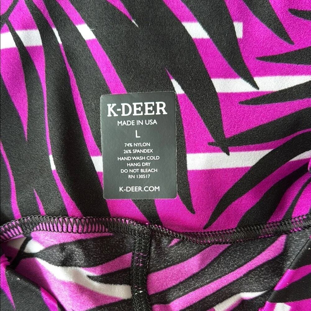 K-DEER 5” Pocket shorts Regatta Palm Fuchsia Black Sz LRG $58 Workout Yoga - Picture 3 of 6
